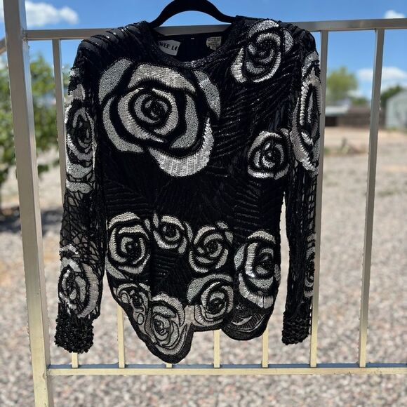 Vintage Swee Lo sequined & beaded top Small - Picture 3 of 10